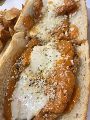 Chicken Barracho(chicken parm with vodka sauce and fresh mozzarella and provolone cheese on a seeded Italian roll