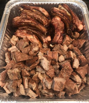 Combo tray : Baby back ribs & Tri tip so delicious!