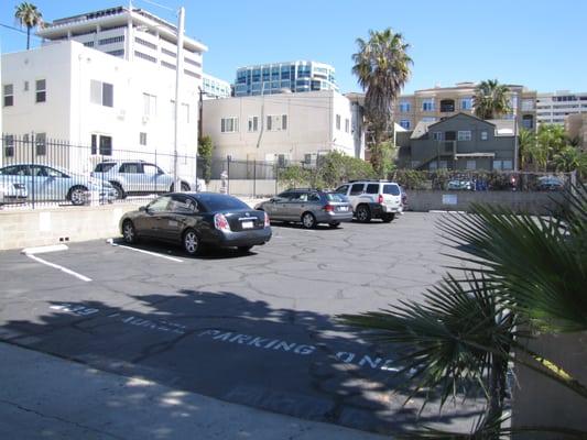 We have reserved off-street parking, just across from our office on Third Street.