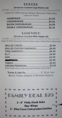 Mama's Famous Subs: Menu panel 6