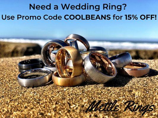 Use Promo Code COOLBEANS for 15% off your men's wedding ring!