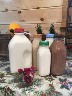 Our stand is stocked with so many goodies like milk in glass bottles from Contoocook Creamery.