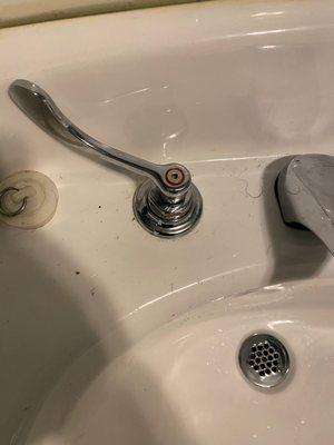 Replace part in leak faucet handle