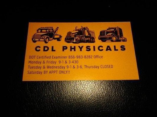 Dr. Bill Stefanou is a Chiropractor and is also federally certified for DOT Medical Exams for drivers!