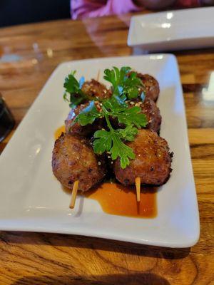 The chicken meatballs. They were good and a nice snack to hold us as we waited for our main meals!