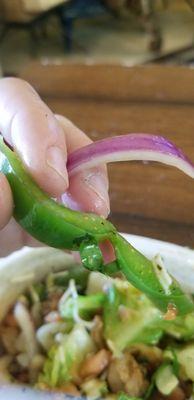 "Fajita Peppers" all raw peppers and onions in my salad. Yuck!