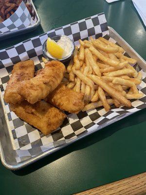 Fresh Hot Fish Fry Friday with some crispy French fries, and tartar sauce. I declined on the Cole Slaw but my brother said it was good.