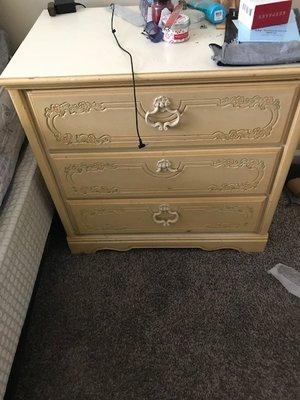 This bedside table was passed down through her mother's side of the family through her great grandmother.