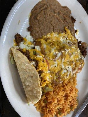 Beef Taco Enchilada and Taco