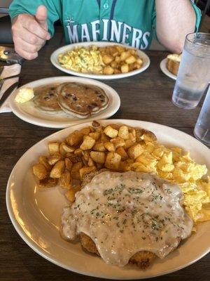 Chicken Fried Steak & Eggs, Blueberry Pancakes, and Eggs 3