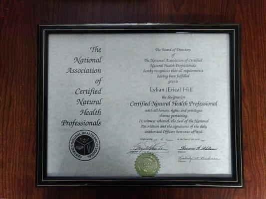 Certified Natural Health Practioner