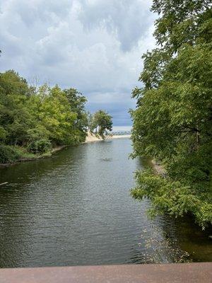 View of the beach from the bridge as you leave the parking area