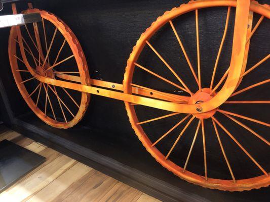 Wood tires/wheels ( rickshaw ) front display under table/ counter