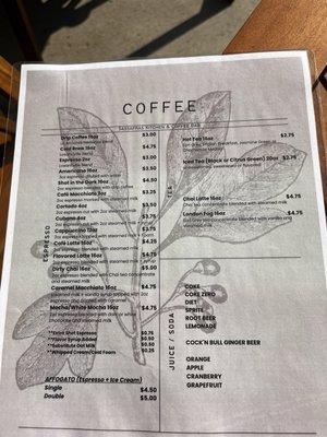 Barista menu