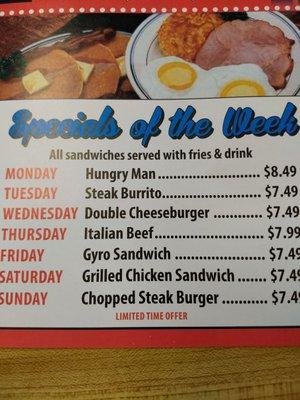 Daily Specials every day of the week.