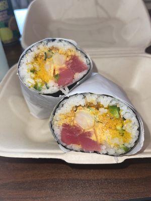 Shrimp and tuna sushi burrito! Delish