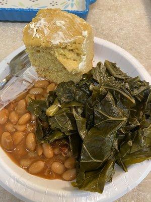 Corn Bread, Collard Greens & Bbq Baked Beans!