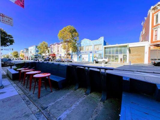 Sunken boat parklet outside ritual is so cool