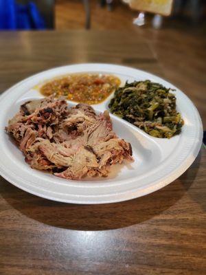 Pork Plate with two sides (Brunswick Stew & Turnip Greens).