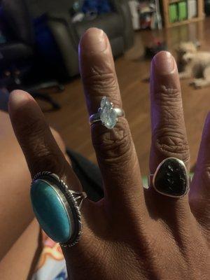 Indian Turquoise and Aquamarine and moldavite