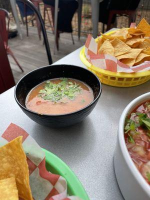 Small bowl for large basket of chips. They charge for refills. Not cool.