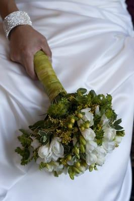 bridal bouquet featuring white freesia