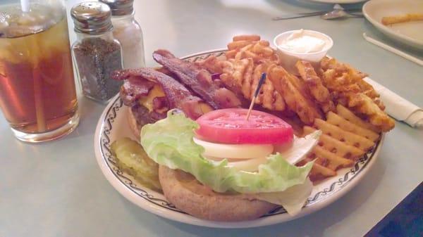 yummy burger and waffle fries from the Cottage House!