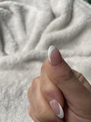 example of the little towel fibers shellacked into my nail