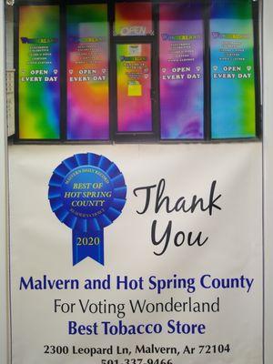 Voted Best Tobacco Store in Hot Springs County!