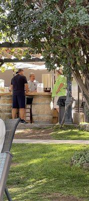 Tasting refill spot on the grass at Alcantara!