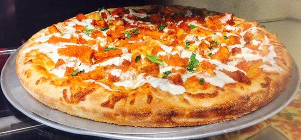 Delicious Buffalo Chicken Pizza.