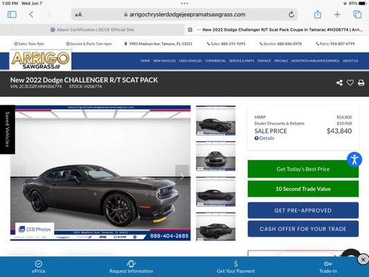 This is online ad reflecting $10k in discounts, avoid Arrigo dealerships.