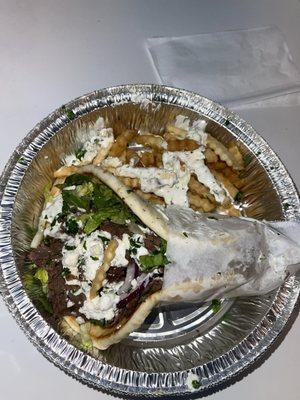 Shawarma Gyro with foodie fries.