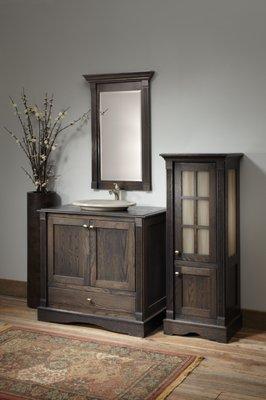 New Vanity with linen cabinet and mirro