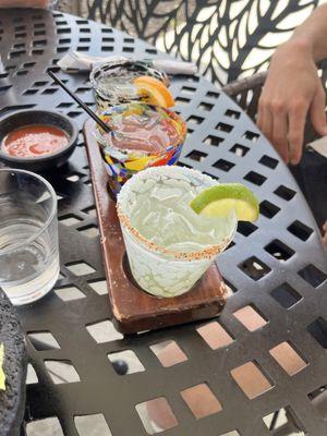 Margarita Flight  One closest to the camera is a Jalapeño Margarita