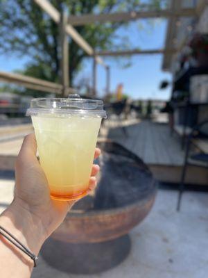 Peach lemonade on the patio