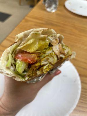 Chicken shawarma wrap - crisped to perfection on the outside.