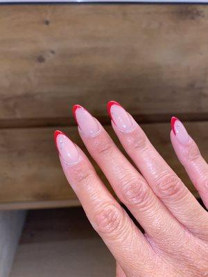 Red French tip nails