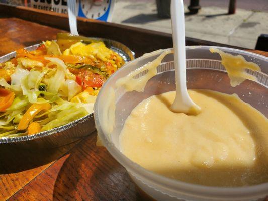 Vegan choice (lettuce, Sweet peppers, carrots....) and porridge