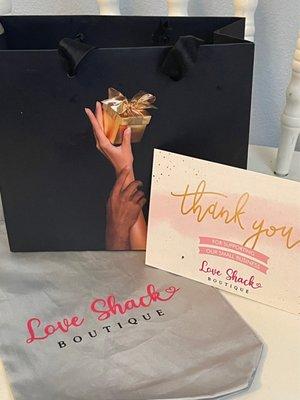 Gift bag and thank you card