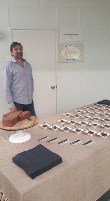 Bruce with his Flourless Chocolate Cake samples.