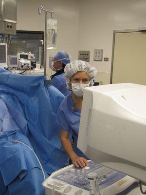 Dr. Uhl in the OR performing an Intra Operative Radiation Therapy (IORT) case for breast cancer with her dedicated breast surgery team.