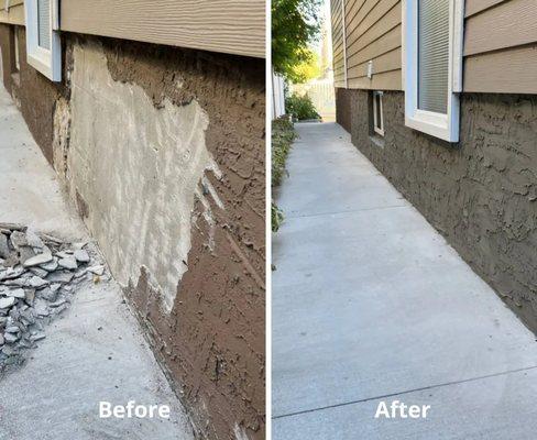 Foundation Stocco repair before and after