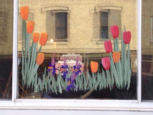 Cute spring painted window