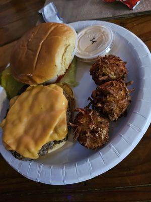 Burger and tots.