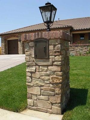 Column mount mailboxes, locking, decorative.  Many styles are great for a brick mailbox. Cast aluminum, brass & steel mailboxes.