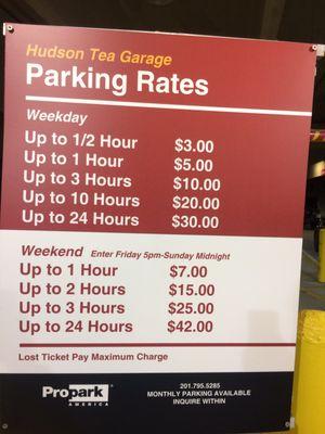 Parking rates Increase each hour at the Hudson Tea Garage.