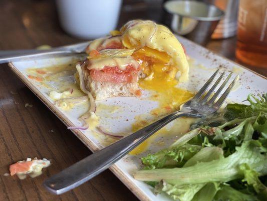 Smoked Salmon Benedict.  Perfectly poached eggs!