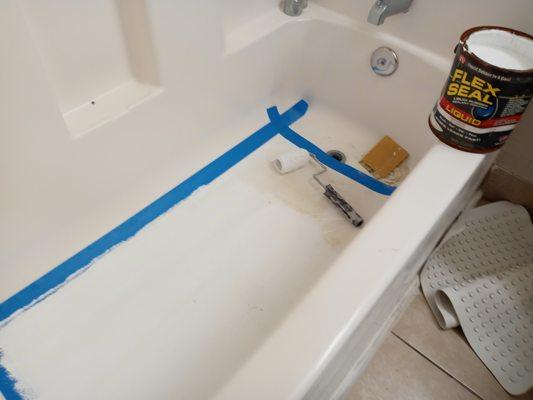 Holes & Cracks in tubs so just flex seal them the owner says