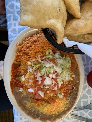 Cheese enchilada plate with sopaipilla